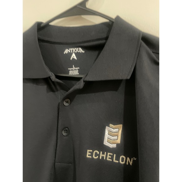 Men’s Large Golf Polo Black Echelon Embroider Antigua - Picture 2 of 3